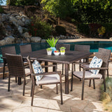 Outdoor 9 Piece Wicker Dining Set with Water Resistant Cushions - NH419303
