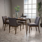 Mid Century Fabric & Wood Finish 5 Piece Dining Set - NH082992