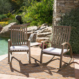 Outdoor Acacia Wood Rocking Chair with Water Resistant Cushions - Set of 2 - NH096203