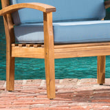 4 Pc Acacia Wood Chat Set w/ Water Resistant Cushions - NH501992