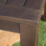 Rustic Outdoor Slatted Dark Brown Acacia Wood Dining Table - NH628992