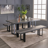 Rosa Farmhouse 4 Seater Benches & Table Picnic Dining Set - NH321403