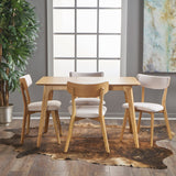 Mid Century Finished 5 Piece Wood Dining Set with Fabric Chairs - NH033103