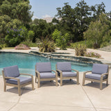 Outdoor Acacia Wood Club Chairs w/ Water Resistant Cushions - NH221103