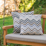 Outdoor Zig Zag Striped Water Resistant Square Pillow - NH470303