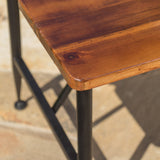 Rustic Industrial Acacia Wood Accent Table with Metal Frame, Teak and Black - NH231103
