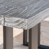 Outdoor Oak Finish Light Weight Concrete Dining Table - NH770403