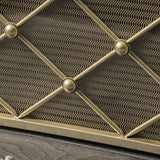 Modern 3-Panel Diamond Pattern Iron Fireplace Screen - NH255103