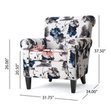 Manon Blue & White Floral Print Fabric Club Chair