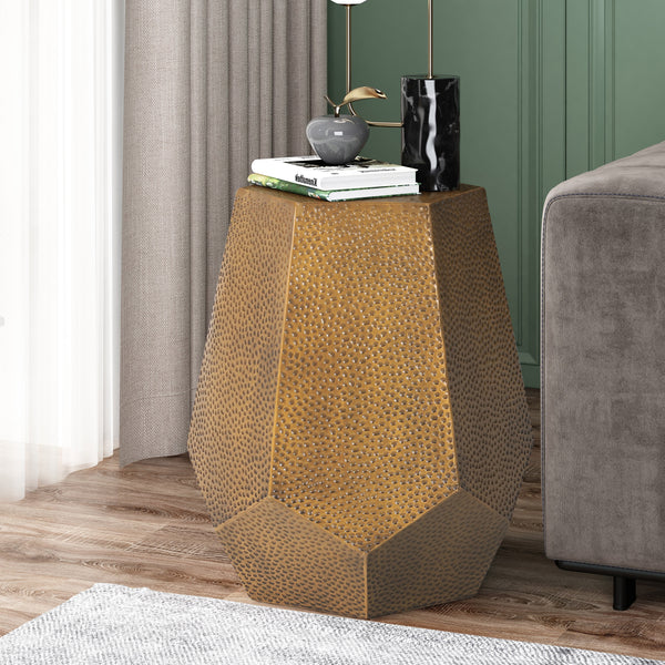 Spofford Modern Hammered Iron Geometric Side Table