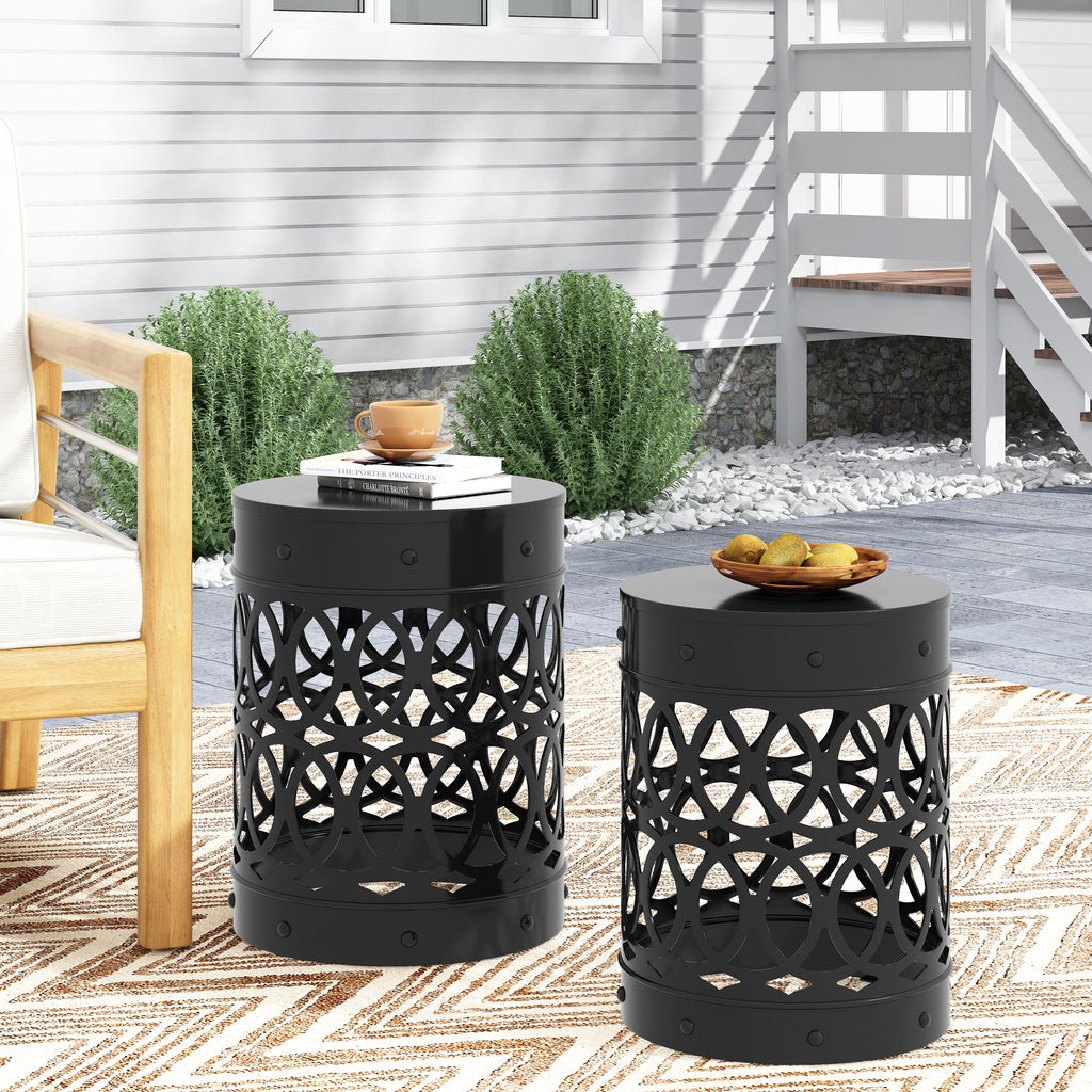 Pellerin Outdoor Metal Side Tables, Set of 2 Noble House Furniture