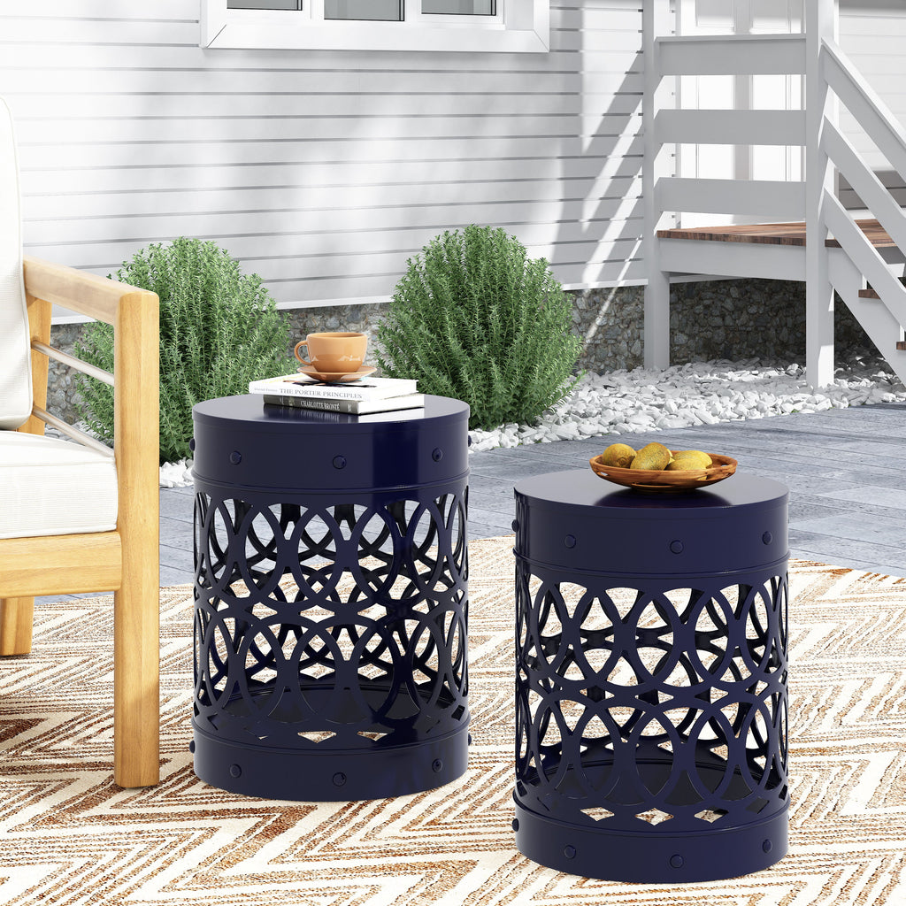 Pellerin Outdoor Metal Side Tables, Set of 2 NobleHouseFurniture