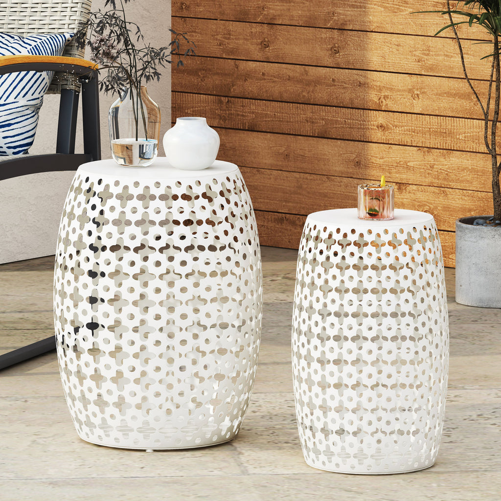 Wichita Outdoor Metal Side Tables, Set of 2 NobleHouseFurniture