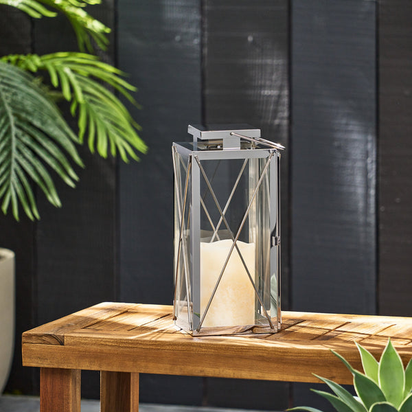 Elwick 14" Modern Stainless Steel Lantern