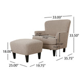 Gerald Boucle Upholstered Club Chair and Ottoman Set