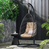 Coloma Outdoor Wicker and Rope Foldable Hanging Chair with Stand