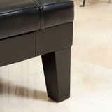 Tufted Leather Storage Ottoman Table with Drawer - NHNRB299933