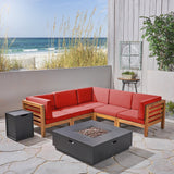 Outdoor V-Shaped Sectional Sofa Set with Fire Pit - NH970703
