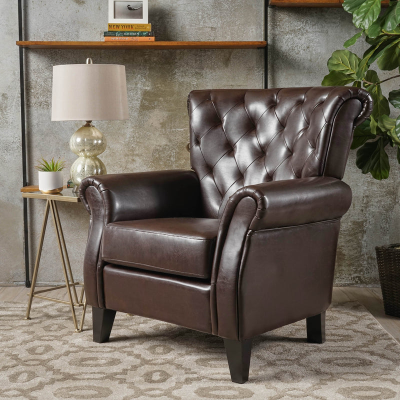 Contemporary Tufted Leather Club Chair - NH347612