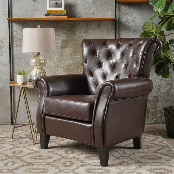 Contemporary Tufted Leather Club Chair - NH347612