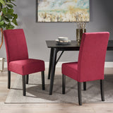 Wooden Dining Chairs (Set of 2), Deep Red and Dark Brown Finish - NH690903