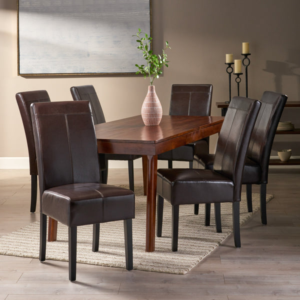 T-stitched Leather Dining Chairs (Set of 6) - NH368892