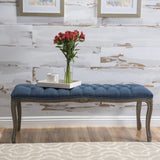Traditional Button Tufted Fabric Bench - NH828992