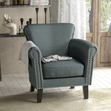 Vintage Scroll Arm Studded Fabric Club Chair - NH765203