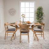 Mid Century Fabric & wood Finish 5 Piece Dining Set - NH223992