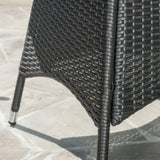 Outdoor Round Gray Wicker Bistro Table with Umbrella Hole - NH165003