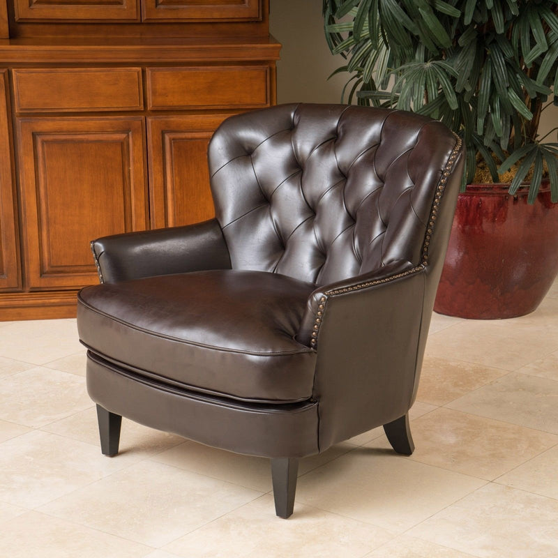 Tufted Leather Club Chair - NH956832