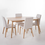 Mid Century Fabric & Wood Finish 5 Piece Dining Set - NH103992