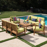 Outdoor 8 Seat Teak Finished Acacia Wood Sofa and Table Set - NH627303