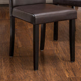Brown Leather Parson Dining Chairs (Set of 2) - NH715592