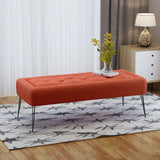 Modern Button Tufted Fabric Upholstered Ottoman Bench with Hairpin Legs - NH032303