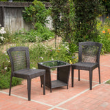 Outdoor 3 Piece Multi-brown Wicker Stacking Chair Chat Set - NH159003