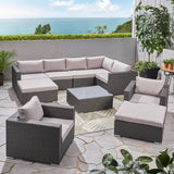 Outdoor 7 Seater Wicker Sectional Sofa with Aluminum Frame - NH807503
