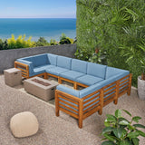 Outdoor U-Shaped Sectional Sofa Set with Fire Pit - NH790703