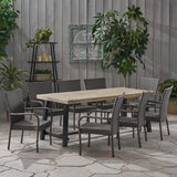 Outdoor Wood and Wicker 8 Seater Dining Set - NH156903