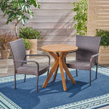 Outdoor 3 Piece Acacia Wood and Wicker Bistro Set - NH030503