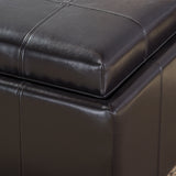 Leather 4-Tray-Top Storage Ottoman Coffee Table - NHKLB078182