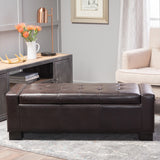 Tufted Bonded Leather Storage Ottoman Bench - NH056022