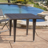 Contemporary Outdoor Brown Color PEWicker Square Table - NH025692