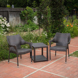 Outdoor 3 Piece Multi-brown Wicker Stacking Chair Chat Set - NH749003