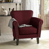 Vintage Scroll Arm Studded Fabric Club Chair - NH765203