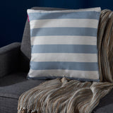 Modern Striped Fabric Throw Pillow with Striped Piped Edges - NH557203