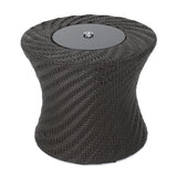 Outdoor Brown Wicker Accent Table with Ice Bucket - NH723003