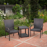 Outdoor 3 Piece Multi-brown Wicker Stacking Chair Chat Set - NH349003