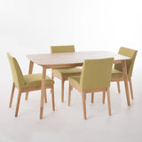 Mid Century Fabric & Wood Finish 5 Piece Dining Set - NH082992