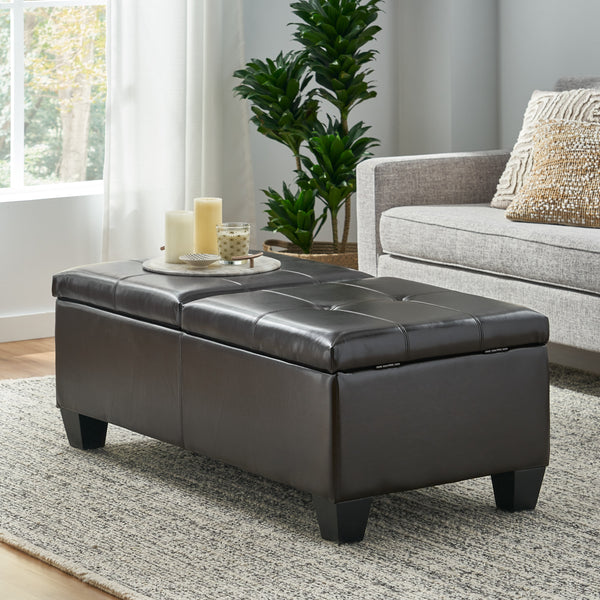 Leather Storage Ottoman Coffee Table - NH324482